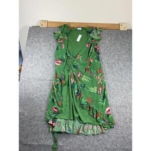 sweet pea by stacy frati Medium Green Floral Wrap Midi Dress NWT